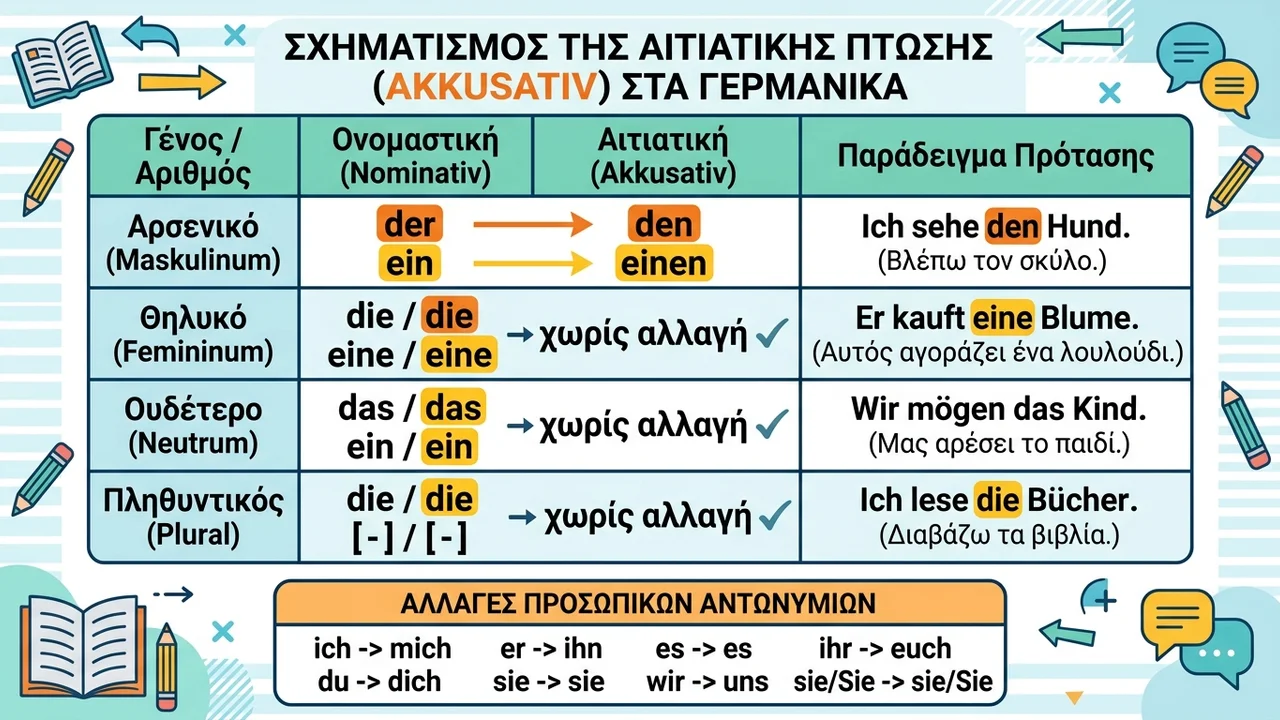 Σχηματισμός Αιτιατικής (Akkusativ) στα Γερμανικά